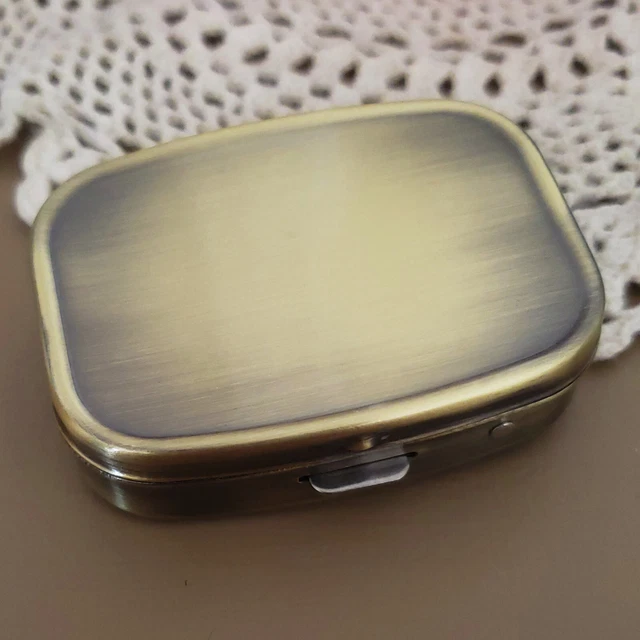 Classy Brass Pill Box for Purse or Pocket - Stylish Metal Pill Case Holder Gift
