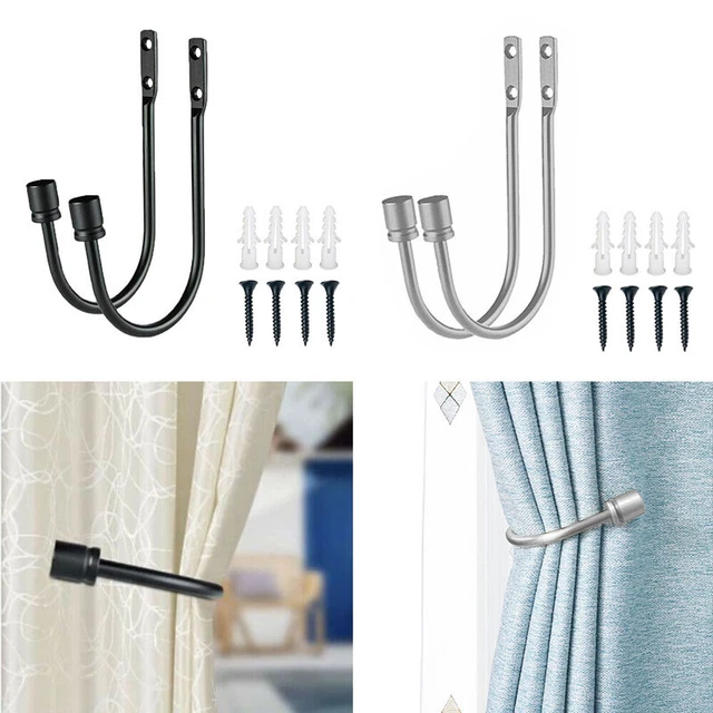 2Pcs Window Curtain Hold Backs Tie Back Hooks Metal Holdback Holder U Shape