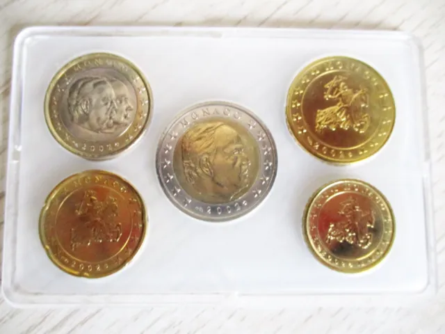 KMS Monaco 2002,Münzensatz 2 Euro,1 €,50 Cent,20 Cent,10 Cent