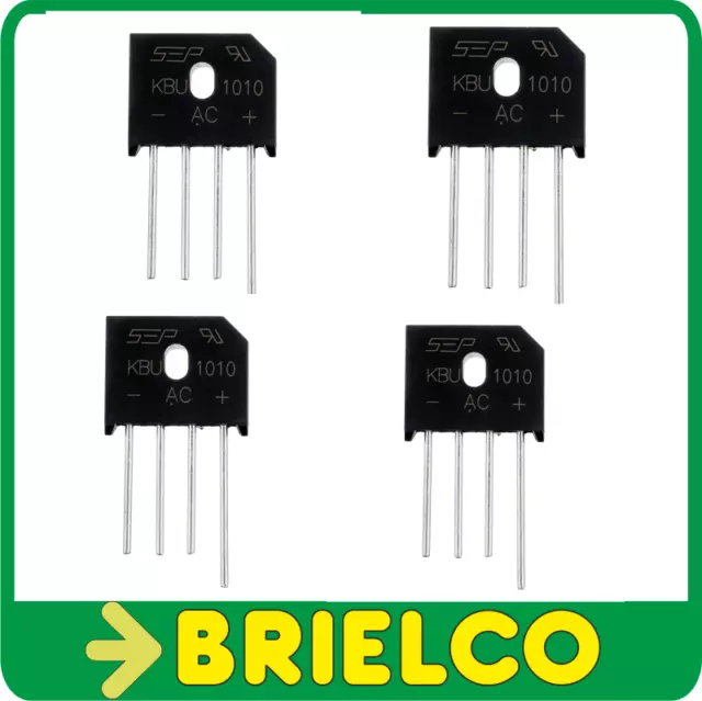 Kbu1010 Puente Rectificador Monofasico 1000V 10A Terminales 1.3Mm 4 Unid Bd11235