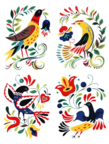 Vintage Image Shabby Retro Folk Art Birds Waterslide Decals MIS549