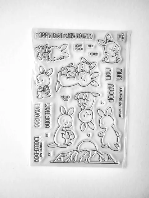 Stamp Set Kangaroos & Sentiment Stamps Cute Animals Cardmaking Clear Stamps