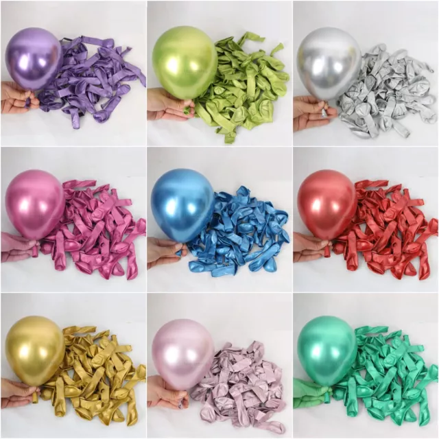 10-50 CHROME BALLOONS METALLIC LATEX PEARL 5" Helium/Air Wedding Birthday Party