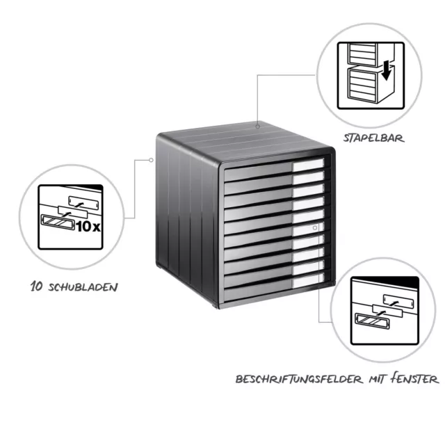 ROTHO Schubladenbox 10 Schubladen Briefablage Dokumentenablage Ablagebox Büro 3