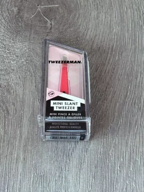 Tweezerman Mini Slant Tweezers With Hard Case Neon Pink Selaed New