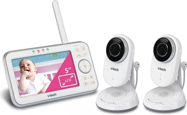 VTech 2 Camera Video Baby Monitor with 5" Screen and 1000 feet Range & Temp Sens