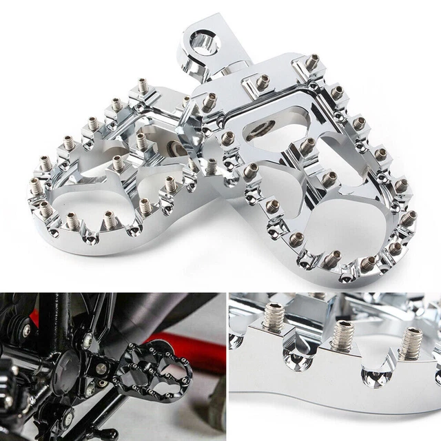 Wide Foot Peg MX Style Chrome For  Harley Dyna Sportster Iron 883 Fatboy Bobber