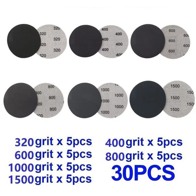 Set 30 Dischi Carta Vetrata Rotondi: Grana 1500-10000, Diametro 74-80 Mm Per Levigatura Fine