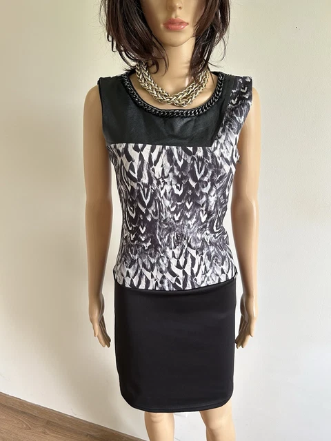 Robe Femme Simili Cuir Noir Avec Frange - Taille M, Droite, Style Classe - Neuf Avec étiquettes