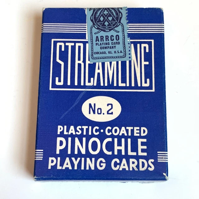 Vintage ARRCO "Streamline" No. 2 Blue Playing Cards Pinochle Sealed Stamp