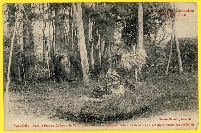 cpa VALLOIS Meurthe et Moselle Parc du CHÂTEAU TOMBE de CHASSEURS du 70e ALPINS