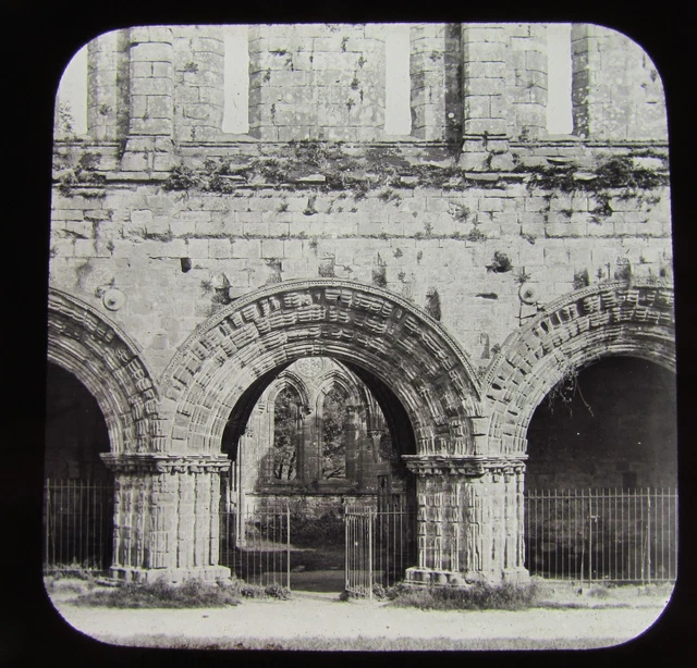 Glass Magic Lantern Slide FURNESS ABBEY - THE CLOISTERS C1900 CUMBRIA ENGLAND