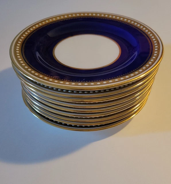 Spode Copeland  4040 Cobalt T.Goode Cobalt Saucers  W Gold Trim 9