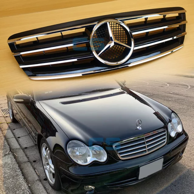 3FIN Gloss Black Front Grill For BENZ CL203 C-Class W203 00-07 C230 Coupe  2Door