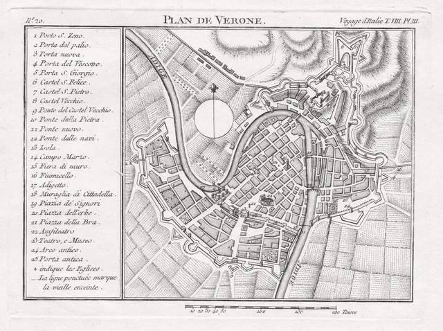 Plan Veneto Verona Italia Grabado Lalande Incisione Grabado