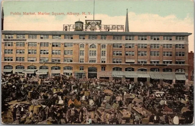 1910s ALBANY, New York Postcard MARKET SQUARE Bird's-Eye Street View - Unused