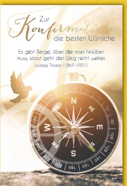 Glückwunschkarte Konfirmation Motiv Kompass Spruch Es gibt Berge