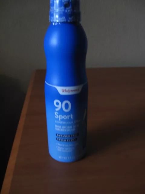 Walgreens 90 SPF Sport Continuous Spray 5.5oz Paraben Free Water Resistant 5/24