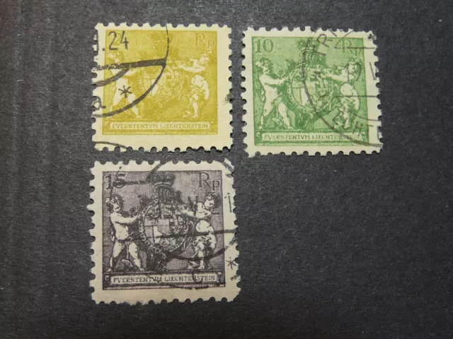 Liechtenstein, Mi.-No.: 45, 50, 52 A, stamped,. KW: 75.00