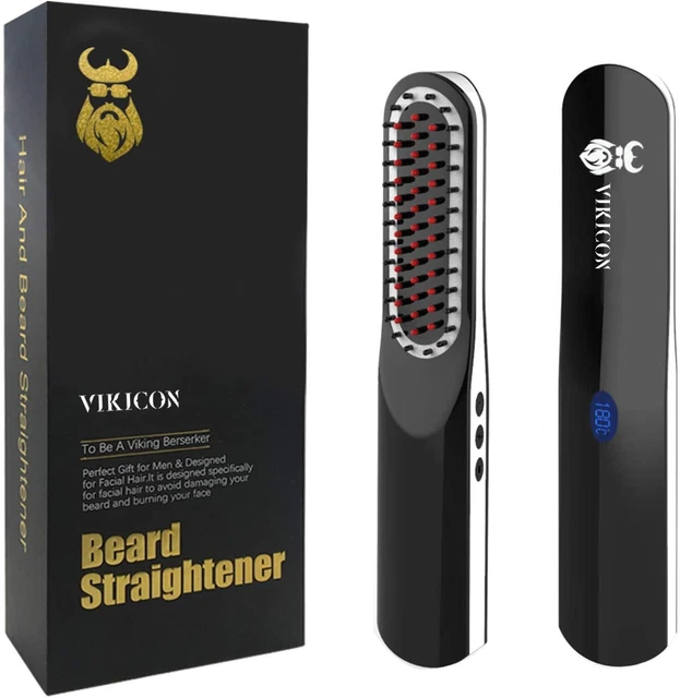 Pettine Barba Capelli,  Piastra Barba Spazzola Lisciante per Uomo Con Cordless/
