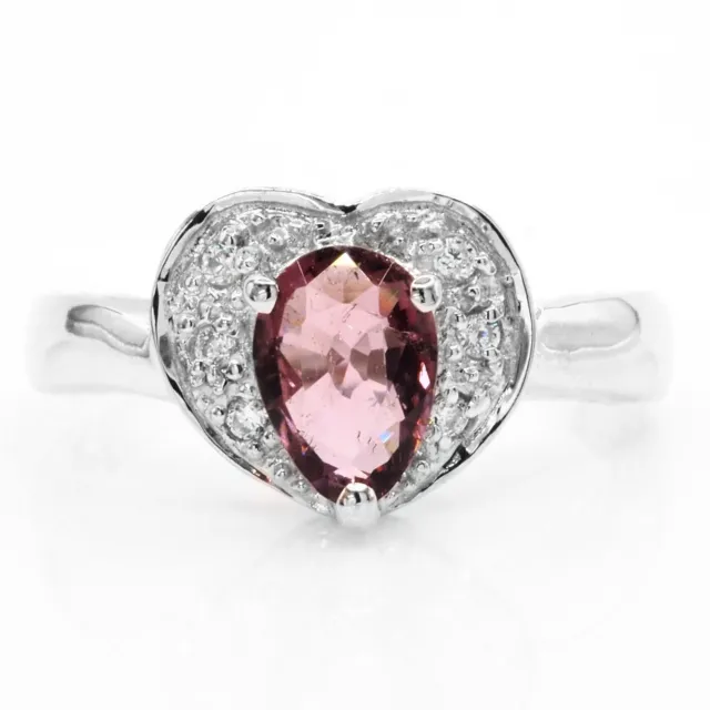 Winsome Heart Tourmaline Pink 925 Sterling Silver Handmade Engagement Rings