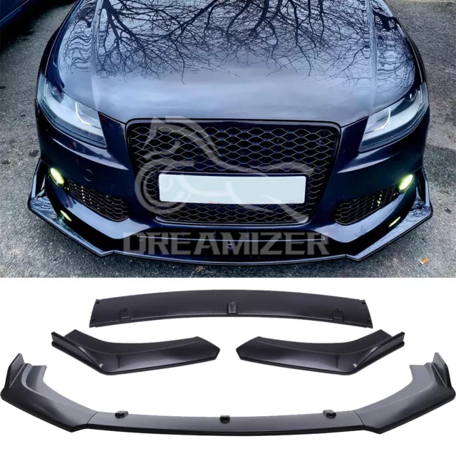 Matte Black Front Bumper Lip Spoiler Splitter Kit For Audi A3 8P A4 B8 Avant TDI