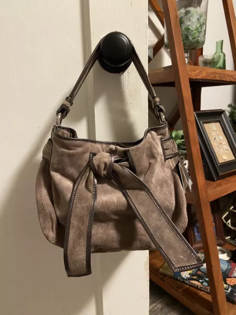 Kooba Bonnie Suede Leather Hobo Bag / Purse Taupe Handbag Shoulder Bag Nwt $295