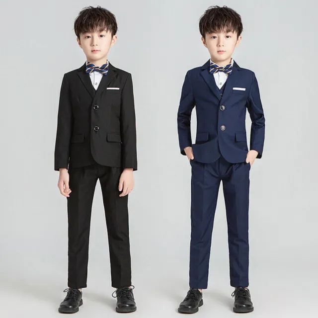 Kids Boys blue Suit Set Toddler Formal Tuxedo Suits Wedding Party Dresses 2-12Y