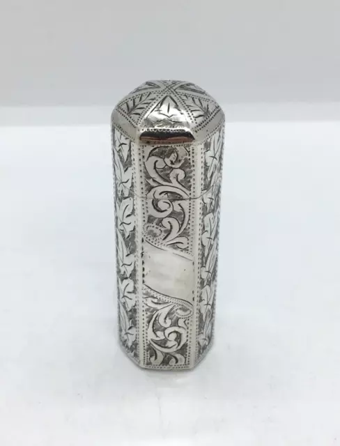 Bottiglia profumo argento sterling forma esagonale vittoriana - stile art nouveau