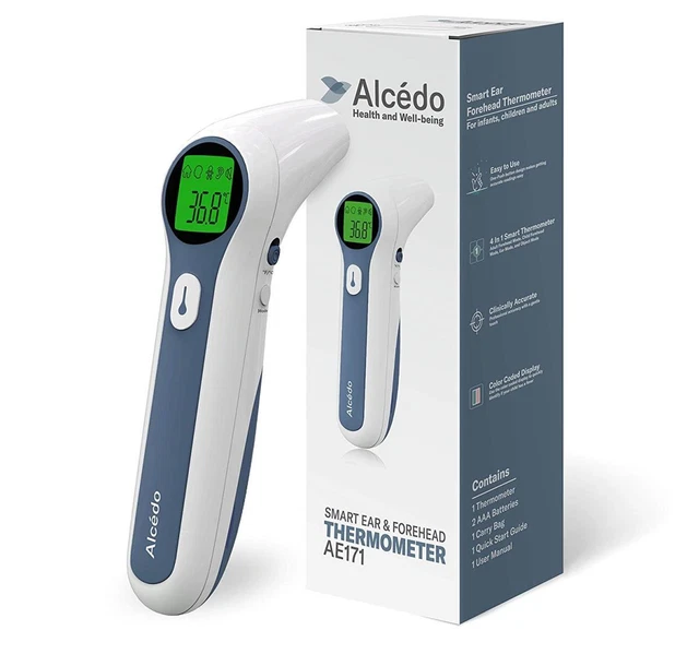 Alcedo Stirnthermometer Ohrthermometer Infrarot-Thermometer berührungslos weiß
