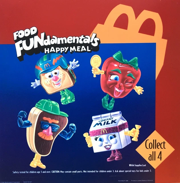 1992 MCDONALD'S FOOD FUNDAMENTALS Happy Meal Translite Menu Sign 30 ...