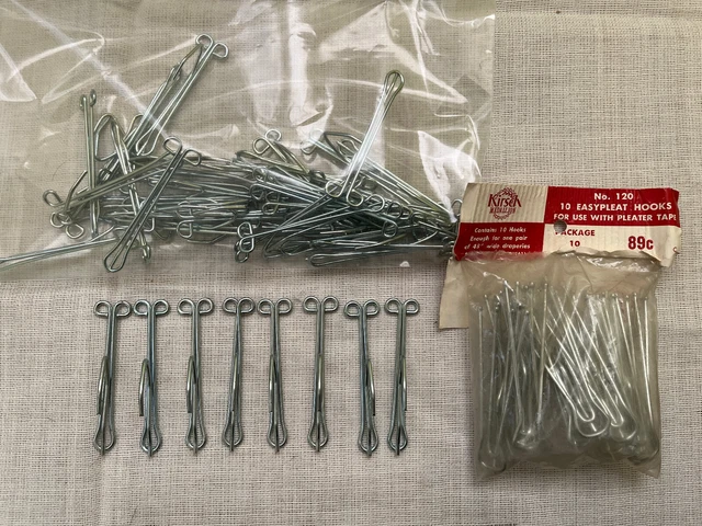 35 Lot 3" Slip On Drapery Curtain Hooks + 10 NOS Kirsch Easypleat Pinch Pleat