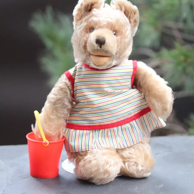Alter Steiff Teddy Bär mit Puppenkleid und Spielzeug unbespielter Bear