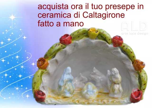 Soprammobile in ceramica di Caltagirone decorazione natalizia presepe natale