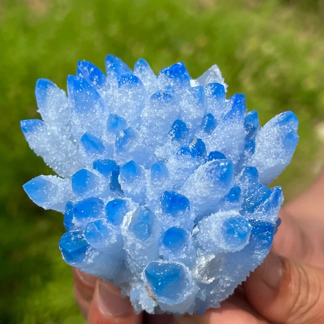 347G New Find sky blue Phantom Quartz Crystal Cluster Mineral Specimen Healing 7