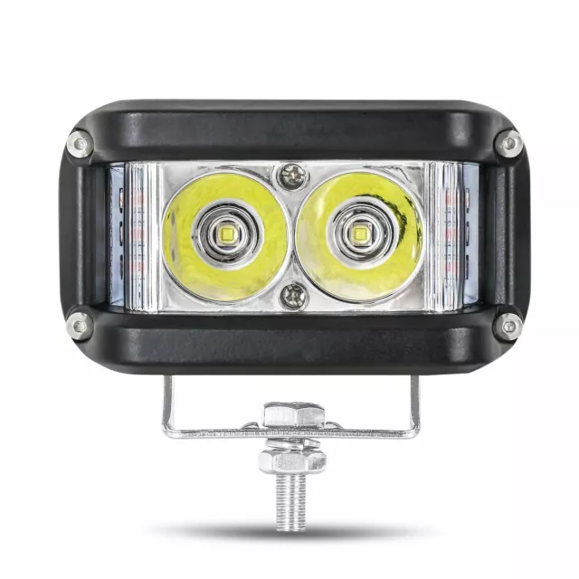 Pair 4 Inch Work Cube Side Shooter LED Light Bar Driving Pods White/Amber 4WD 2