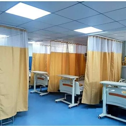 Hospital Polyester  Cream Zigzag Curtains for Partition in use  ICU and Wards