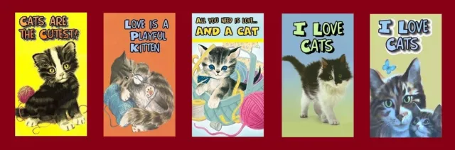 Set of 5 I love Cats/Cute Cats/Kittens Fridge Magnet