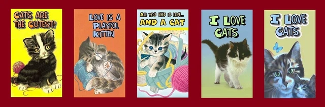 Set of 5 I love Cats/Cute Cats/Kittens Fridge Magnet