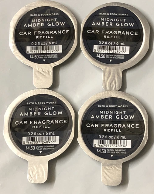 4~Bath & Body Works Scentportable Refills Midnight Amber Glow Air Car Fragrance