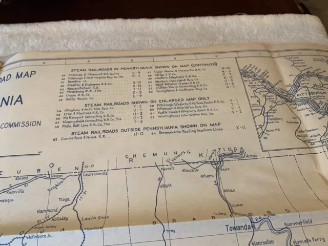 Orig 1951 Steam Railroad Map Of Pennsylvania Pa Penna Ppuc 54X34" 3