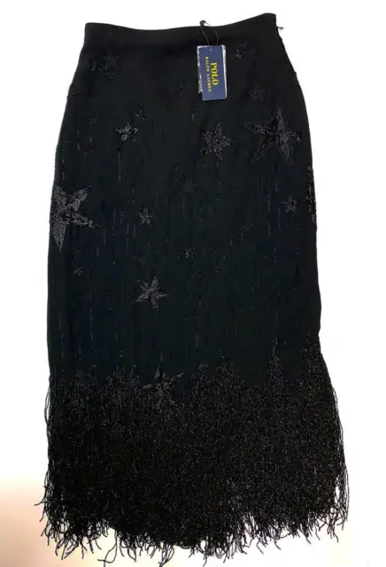 Polo Ralph Lauren BLACK Women's Exquisite Beadwork Skirt, US 0