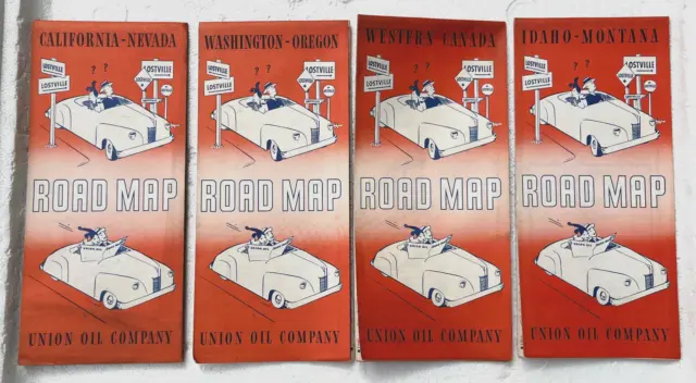 Lot of 4 Different NOS Original 1942 Union 76 Rand McNally Gas Station Road Maps