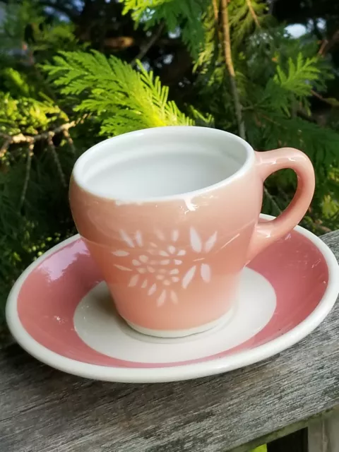 Vintage 1950'S Syracuse China Pink Coral Restaurant Ware Cup & Saucer