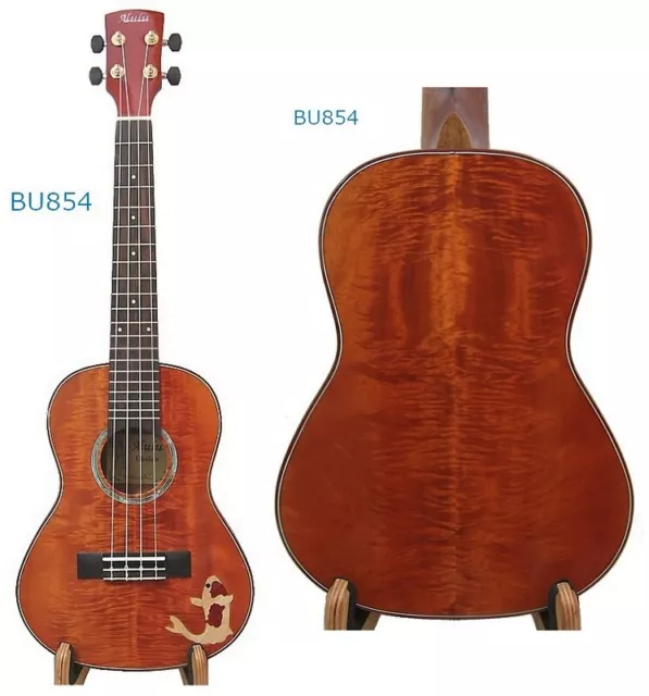 Alulu Solid Curly PQ Acacia Koa Tenor ukulele, fish wood Marquetry, BU854