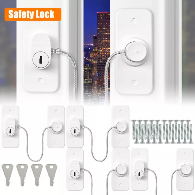 4Pcs Window Safety Lock Self Adhesive Window Restrictor Baby Safety Window BL⌒