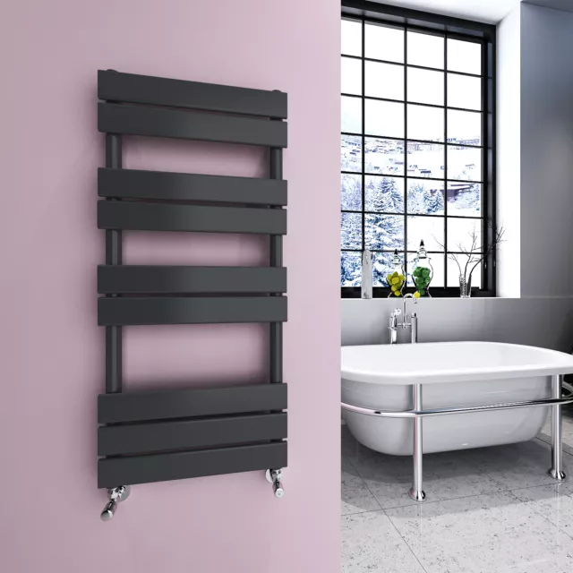 Flat Panel Designer Bathroom Heated Towel Rail Radiator Anthracite Black White 2