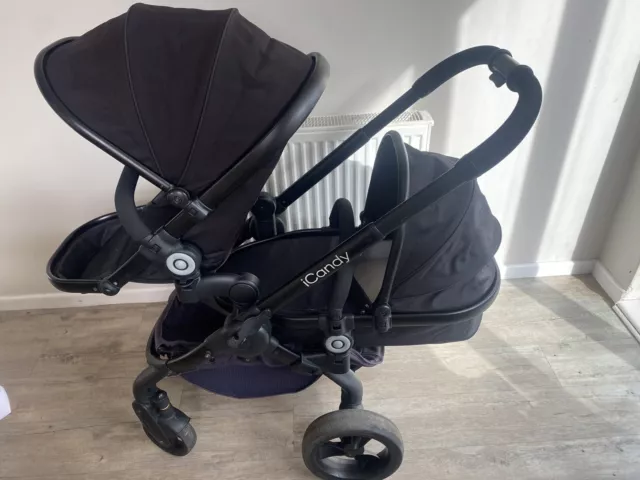 iCandy Peach Jet Double/Twin Pushchair main seat and blossom Cot