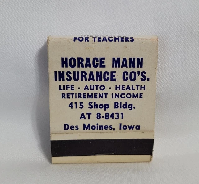 VINTAGE HORACE MANN Insurance Companies Matchbook Des Moines IA