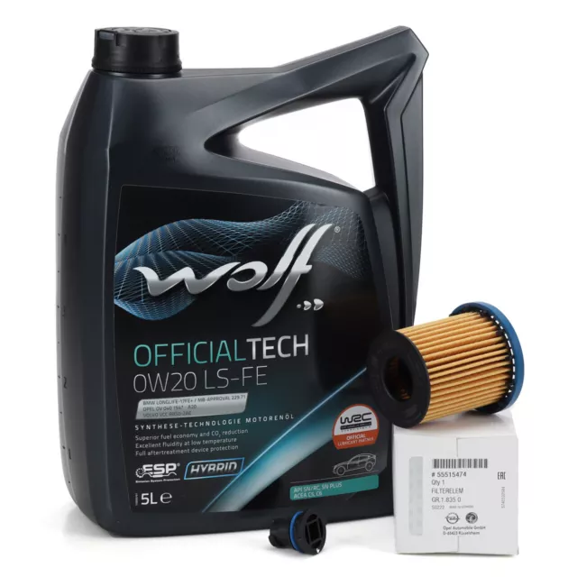 5L WOLF OFFICIALTECH 0W20 LS-FE + ORIGINAL Ölfilter für OPEL ASTRA K 1.5 CRDi